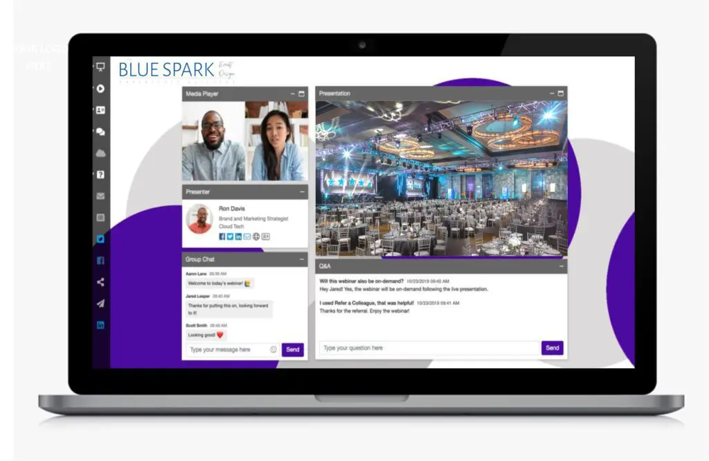 Photograph of a Virtual Event Platform produced by Blue Spark Event Design