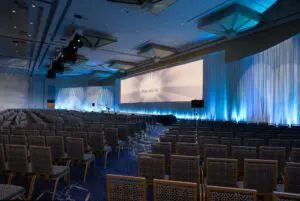 Photo of 70ft wide screen for general session