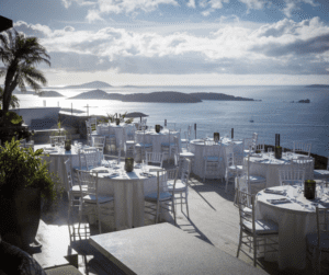 Board Retreat (Incentive-style) in the Virgin Islands, tables on deck overlooking the ocean