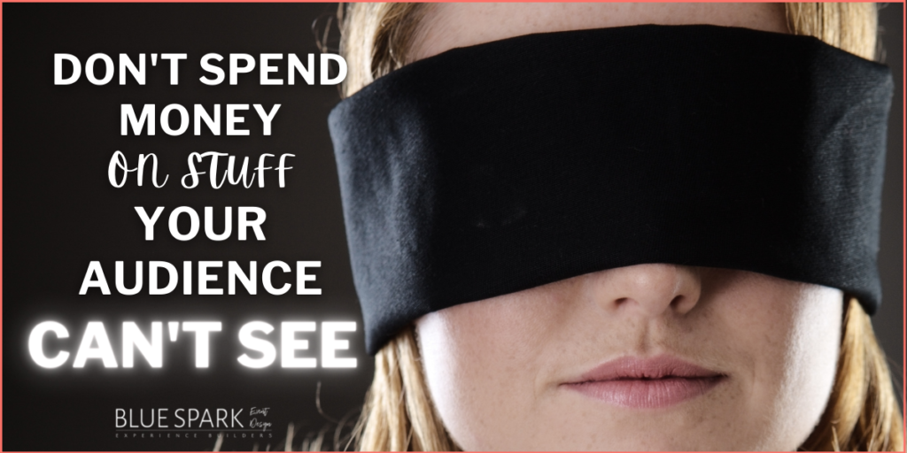 Photo of woman in blindfold with title of blog