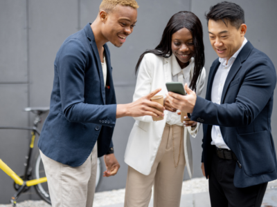 Photo of business people doing a digital scavenger hunt