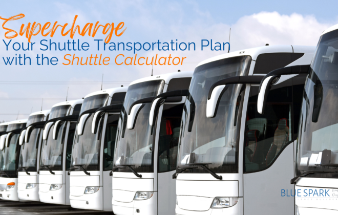 Photo of busses with title supercharge your shuttle transportation